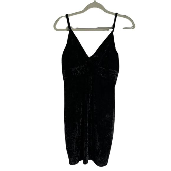 Black Velvet Free People Mini Dress Twist Front Super Soft U7 - Picture 1 of 9
